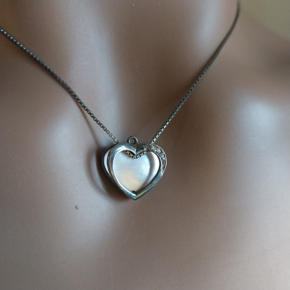 Sterling  Silver Heart Necklace - Picture 3 of 14